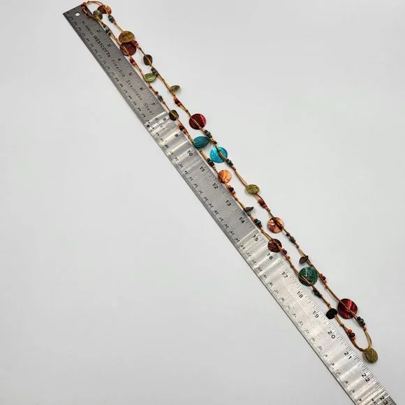 Multi-Coloured String and Shell Necklace - Picture 8 of 9